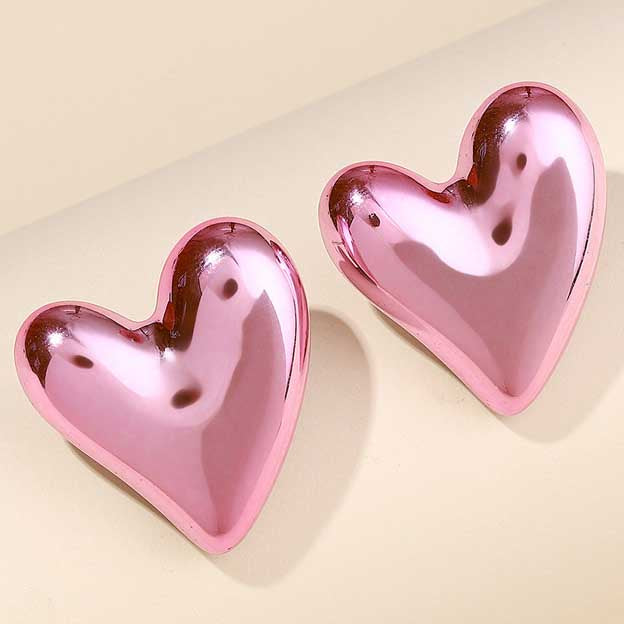 Cora Pink Heart Stud Earrings