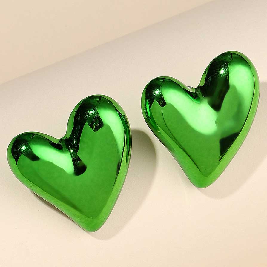 Cora Green Heart Stud Earrings