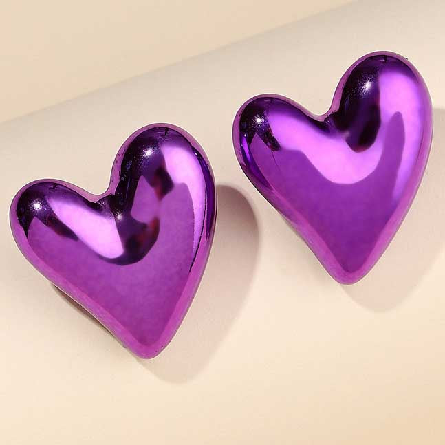 Cora Purple Heart Stud Earrings