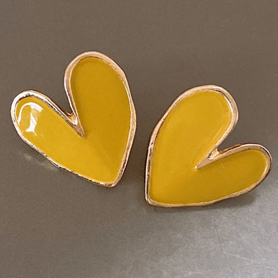 Mila Mustard Heart Studs