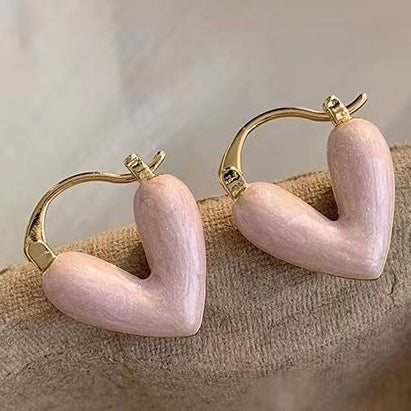 Elvira Pink Heart Hoop Earrings