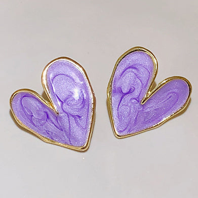 Luna Lilac Heart Studs