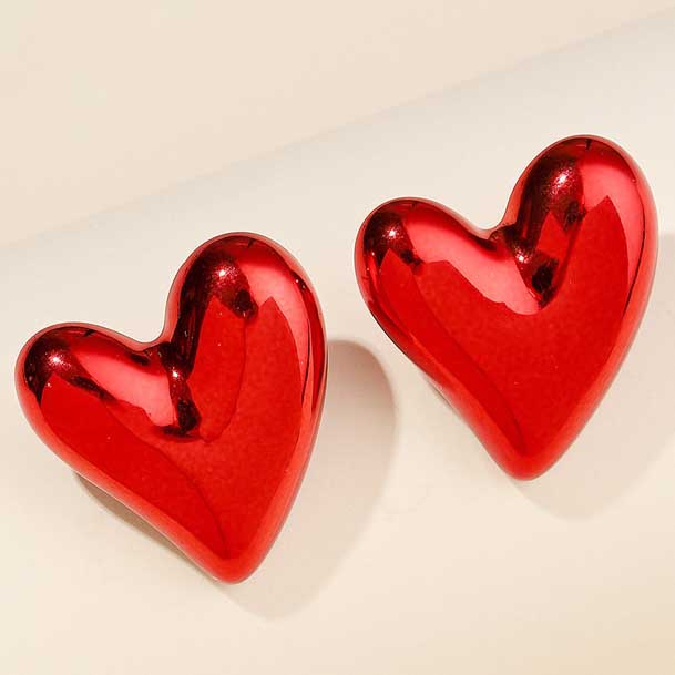 Cora Red Heart Stud Earrings