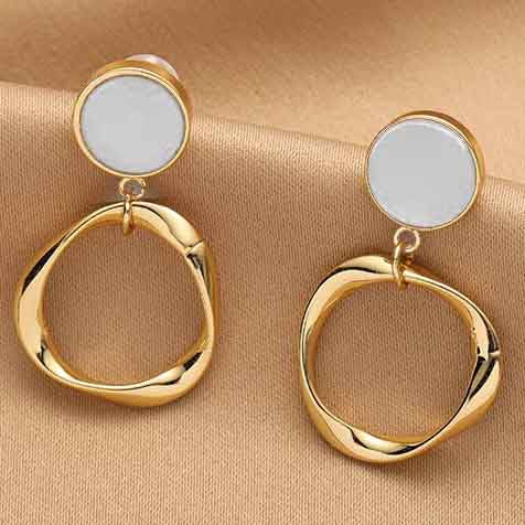 Ava White Loop Earrings